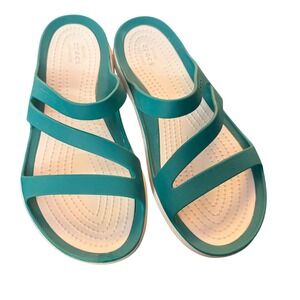 Crocs Women's Size 5‎ W Kadee II Flip Flop Sandal Green Comfort Casual Slip On